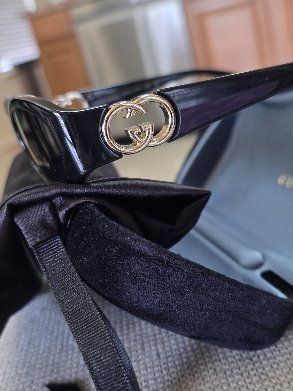Gucci Black Sunglasses with Gold Double-G Accent